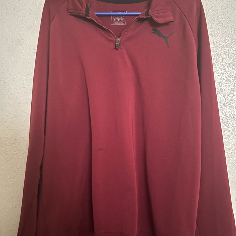 Puma Red Sweatshirt Soft Fleece Quarter-Zip